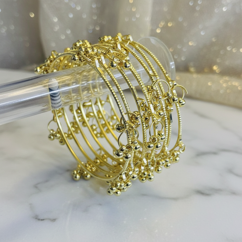 Kashmiri Ghungroo Gold Bangles